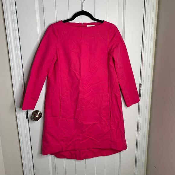 COS Hot Pink Cotton Shift Dress with Side Slits Modern Minimalist size US 2 - Picture 1 of 6